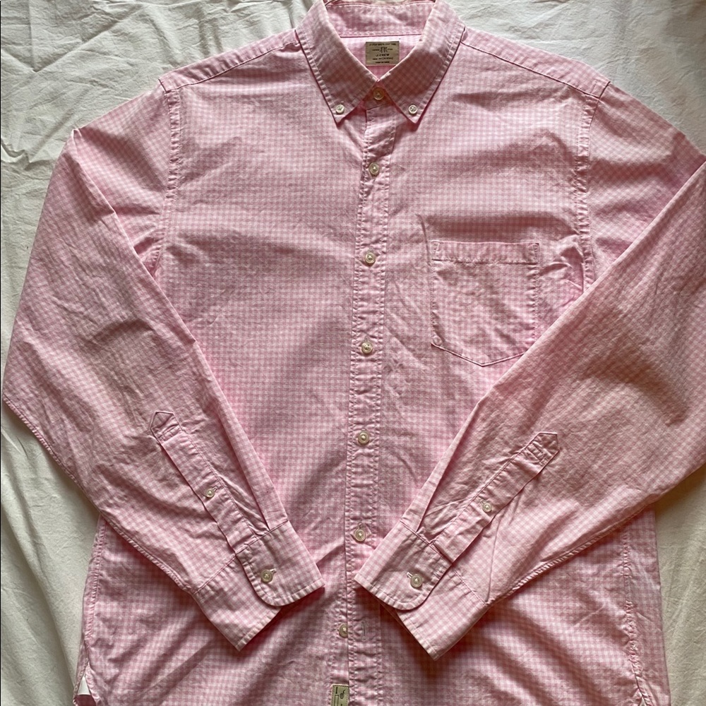 Men’s Long Sleeve Small Plaid Button Down Shirt